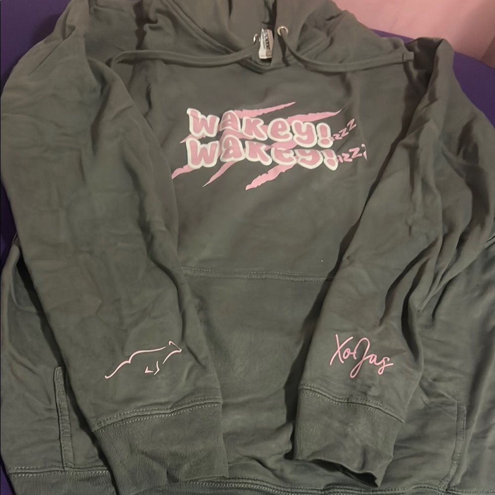 Green Hoodie with Pink Accents